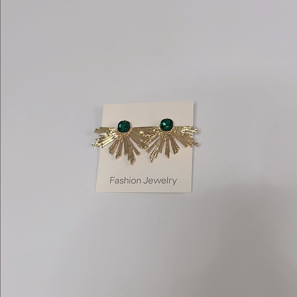 Gold and Green Fashion Jewelry Earrings